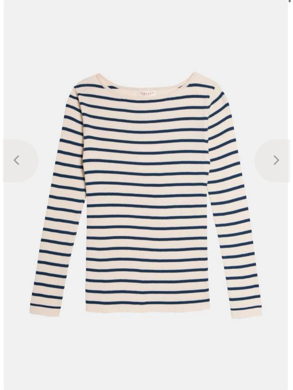 Demylee Vivi Stripe Top Size Small 100% Cotton Vanilla/Navy